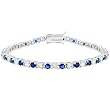 Silvertone, Round Cut Sapphire and Clear CZ's in Prong Setting, Box Clasp