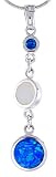 Sterling Silver Blue & White Synthetic Opal Dangling Pendant, 1 3/8 (35mm)