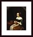 A Woman Knitting With a Basket of Fruit by Caspar Netscher 12.00X14.00 Framed with Black Wood Frame