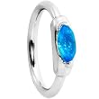 Silver 925 14 Gauge Aqua Oval Austrian Crystal Closure Ring