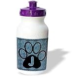 Doreen Erhardt Monogrammed Collection - Letter J Blue Cheetah Print Cat Paw - Water Bottles