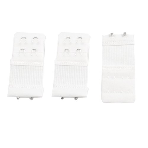 Women White 2 Rows Hook and Eye Tape Stretch Bra Strap Extenders