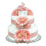 Small Pink Daisies Diaper Cake