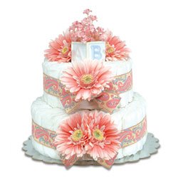 Small Pink Daisies Diaper Cake