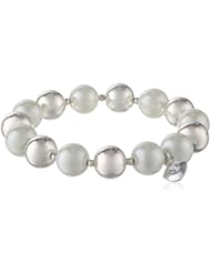 Anne Klein "Polished and Pearl" Silver-Tone Blanc Pearl Stretch Bracelet