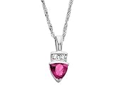 Diamond 1/10 Carat (ctw) Pink Tourmaline Gemstone Drop Pendant in White Gold with Chain