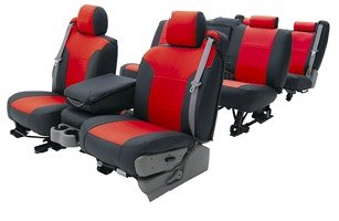 Coverking CSC1A6CH8028 Red/Black Leatherette Custom Seat Cover