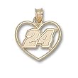 Driver Number 24 Heart Charm/Pendant -14K/10K, Stainless Steel or Gold Plated
