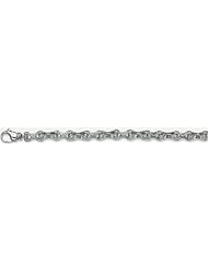 7mm 14k Fancy White Gold Link Bracelet 7"