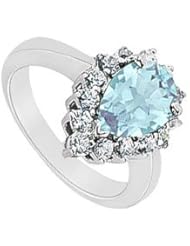 Aquamarine and Diamond Ring 14K White Gold - 1.29 CT TGW