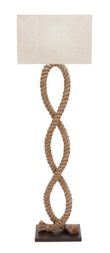 Metal and Wood Rope Pier Floor Lamp On Sale