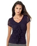 Alfani Petite Ruffled V-Neck Lace Top