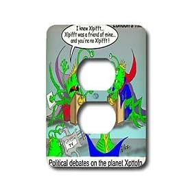 Londons Times Funny Society Cartoons - Alien Political Debates - Light Switch Covers - 2 plug outlet cover