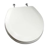 Comfort Seats C1B4R2-00CHWP Deluxe Molded Wood Toilet Seat with White and Chrome Combination Hinges, Round, White