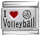 Clearly Charming I Heart Volleyball Red Heart Laser Italian Charm