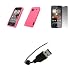 HTC Droid Incredible Model 6300 - Pink Soft Silicone Gel Skin Cover Case + Crystal Clear Screen Protector + USB Data Sync Charge Cable for HTC Droid Incredible