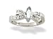 14K White Gold Genuine Marquise White Topaz and Diamond Bow Ring