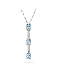 0.16 Cts Diamond and 1.38 Cts Aquamarine Pendant in 14K White Gold