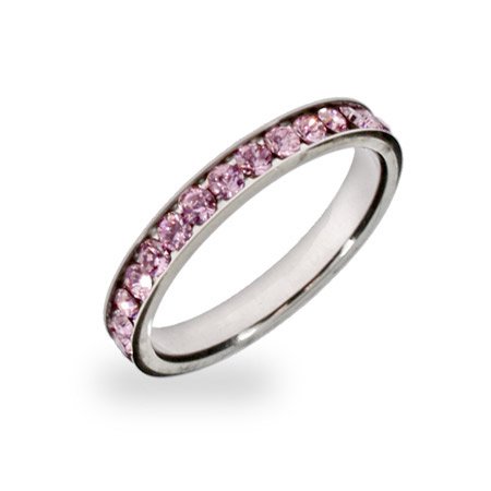 Eve's Addiction Alexandrite CZ Sterling Silver Stackable Eternity Band