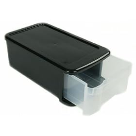 Stacking Plastic Storage Drawers- Small / Black