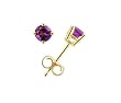 14k Yellow Gold  Four Prong 4mm  Round Amethyst Stud Earrings