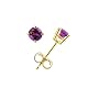 14k Yellow Gold Four Prong 4mm Round Amethyst Stud Earrings