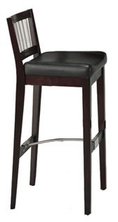 Kitchen: Bar Stool in Coffee Finish with Metal Stretcher