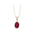 14K Yellow/White Gold 0.05 ct. Diamond and 7/8 ct. Oval Shaped Ruby Pendant with Chain