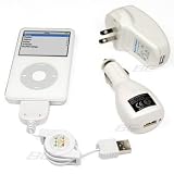 3 in 1 USB Charger Kit for iPod and iPhone: Travel Charger, Car Charger, and Retractable USB Charger and Data Cable for iPod 3G, iPod 4G, iPod Photo, iPod Mini, Nano 1G, Nano 2G, iPod Nano 2nd Generation, iPhone, iPod Classic, iPod Touch, Nano 3G, iPod Video 5G/5.5G/30G/60G/80G