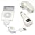 3 in 1 USB Charger Kit for iPod and iPhone: Travel Charger, Car Charger, and Retractable USB Charger and Data Cable