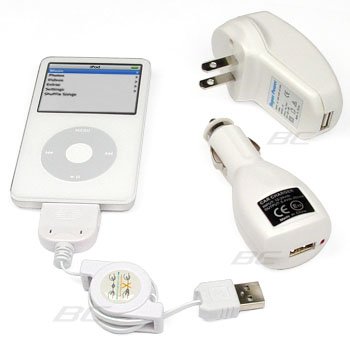 Childrens Toyshop  Electronics : 3 in 1 USB Charger Kit for iPod and iPhone: Travel Charger, Car Charger, and Retractable USB Charger and Data Cable for iPod 3G, iPod 4G, iPod Photo, iPod Mini, Nano 1G, Nano 2G, iPod Nano 2nd Generation, iPhone, iPod Classic, iPod Touch, Nano 3G, iPod Video 5G/5.5G/30G/60G/80G