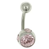 Belly Navel Rings Pink Rhinestones Body Jewelry Fashion Dangle - B0001WI7CU