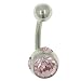 pug38  - Belly Navel Rings Pink Rhinestones Gift Body Jewelry