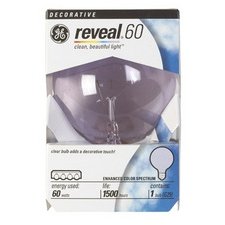 GE 42360-6 60-Watt G25 Reveal Globe, Clear, 6-Pack