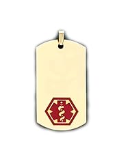14K Yellow Gold Medical Alert ID Alert Rectangular Pendant Charm