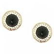New 14K Yellow Gold Greek Key Black Onyx Earrings Studs