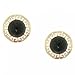 New 14K Yellow Gold Greek Key Black Onyx Earrings Studs