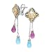 925 Silver, Diamond, Blue Topaz & Amethyst Earrings with 14k Gold Accents (5.43ctw)