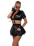 Sexy Fantasy Police Woman Halloween Costumes - SMALL
