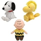TY Beanie Babies - PEANUTS Characters (Set of 3 - Charlie Brown, Snoopy & Woodstock - Plays Music)