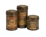 IMAX Addie Vintage Label Small Metal Canisters, Set of 3