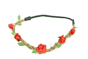 Shop4(TM) Lady's Silk Floral Elastic Headpieces , Headband-Red Rose