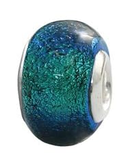 Sterling Silver Dichroic Aqua Zable Bead Charm BZ1312