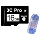 3C Pro 16GB 16G microSD microSDHC Memory Card Class 6 with SD Adapter and U ....