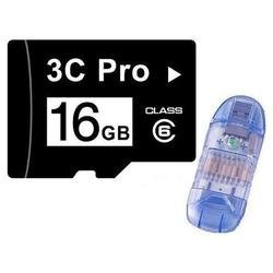 3C Pro 16GB 16G microSD microSDHC Memory Card Class 6 with SD Adapter and USB Card Reader - 3C_TF16G_C6R1BLUE - Bulk