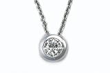 18K White Gold Necklace on a 16'' Rollo Link Chain, Enhanced with Pie-cut Diamonds.