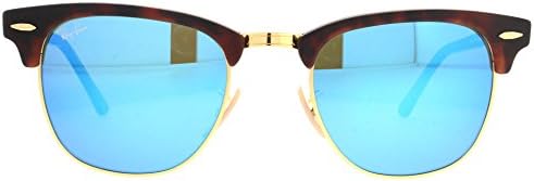 Ray Ban RB 3016 1145/17 Blue Flash Clubmaster Matte Havana/Gold Sunglasses 49mm