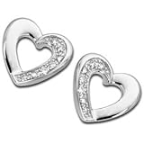 14kt White Gold Diamond Romantic Heart Shaped Earrings
