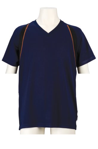 グンゼ BODYWILD SPORTS クールマックス VネックTシャツ ネービーブルー BP3315