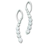 14k White Gold Diamond Journey Earrings